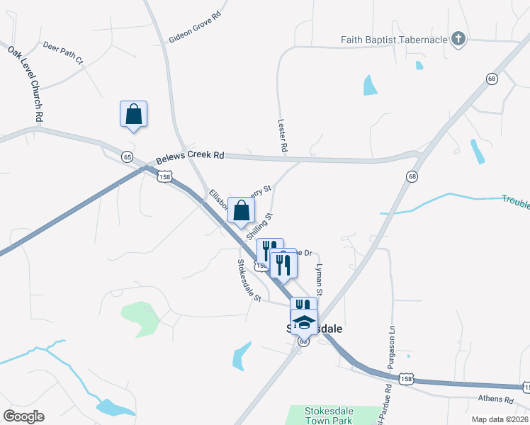 map of restaurants, bars, coffee shops, grocery stores, and more near 8307 Newberry Street in Stokesdale