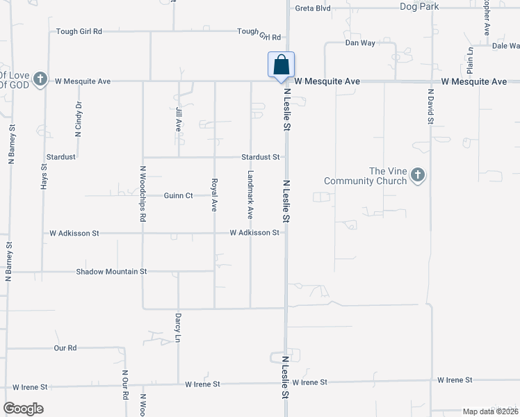 map of restaurants, bars, coffee shops, grocery stores, and more near 1591 Landmark Ave in Pahrump