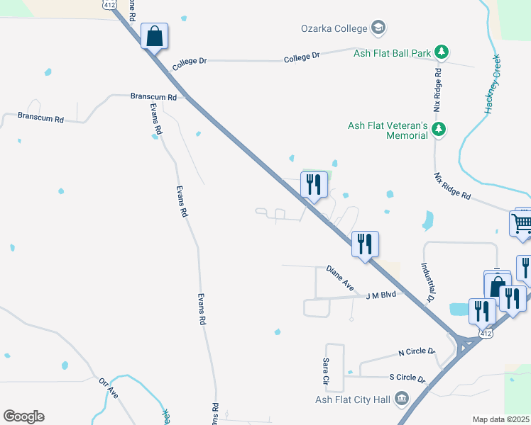 map of restaurants, bars, coffee shops, grocery stores, and more near in Ash Flat
