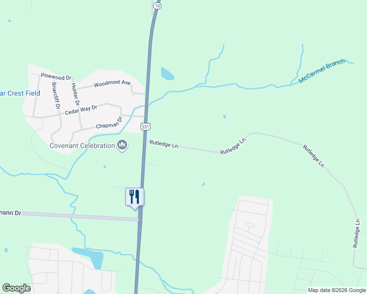 map of restaurants, bars, coffee shops, grocery stores, and more near 183 Rutledge Lane in Lebanon