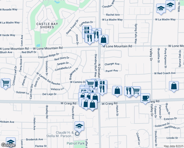map of restaurants, bars, coffee shops, grocery stores, and more near 4809 West Virginia Falls Lane in Las Vegas