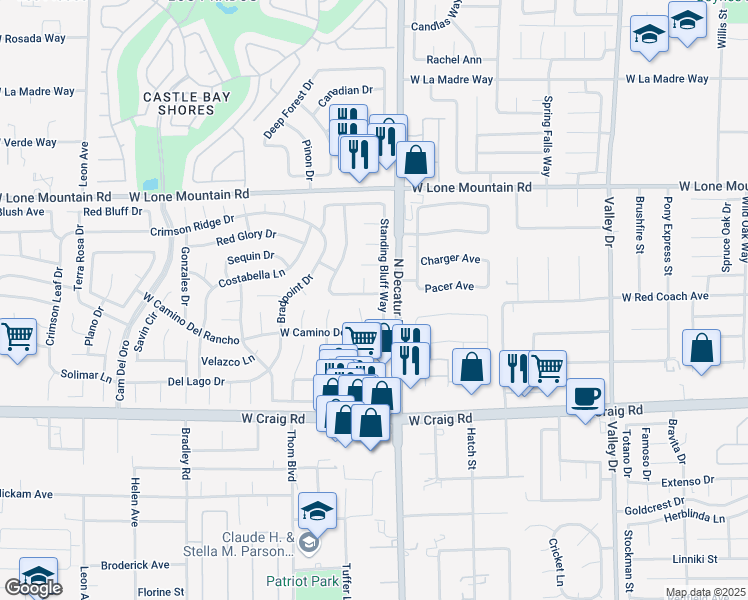 map of restaurants, bars, coffee shops, grocery stores, and more near 4809 West Virginia Falls Lane in Las Vegas