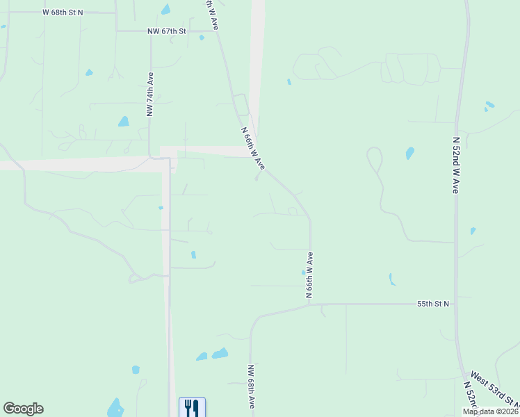 map of restaurants, bars, coffee shops, grocery stores, and more near 6738 West 61st Street North in Tulsa