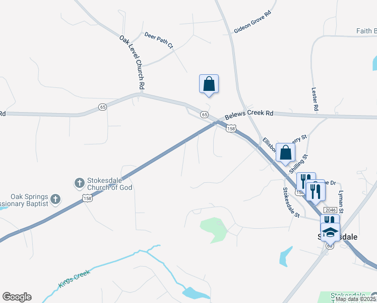 map of restaurants, bars, coffee shops, grocery stores, and more near 8512 Croft Drive in Stokesdale