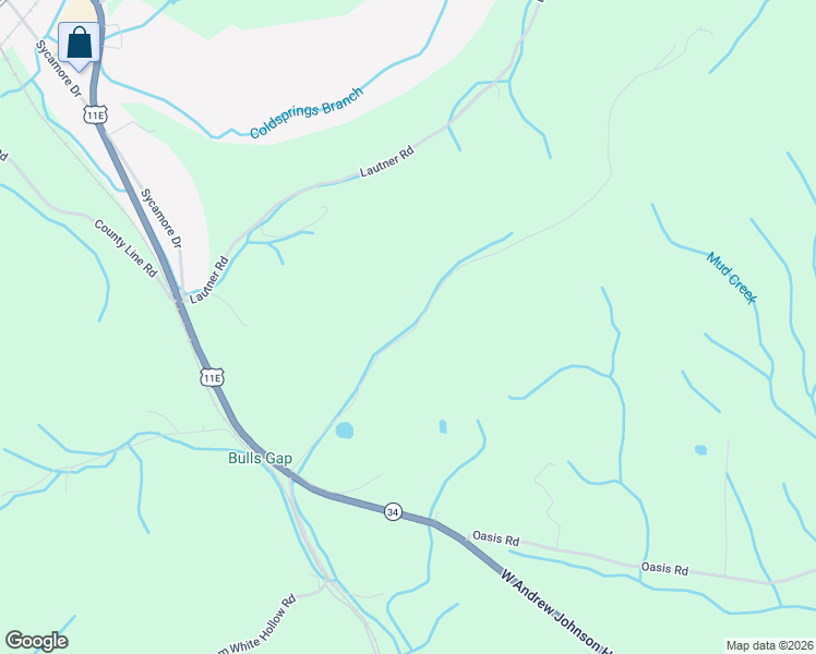 map of restaurants, bars, coffee shops, grocery stores, and more near 415 Stone Mountain Road in Bulls Gap