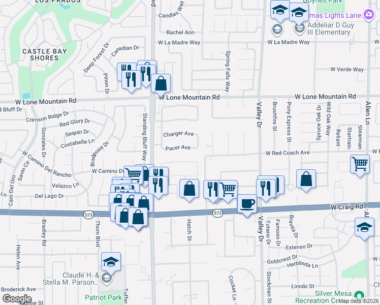 map of restaurants, bars, coffee shops, grocery stores, and more near 4617 Pacer Avenue in North Las Vegas