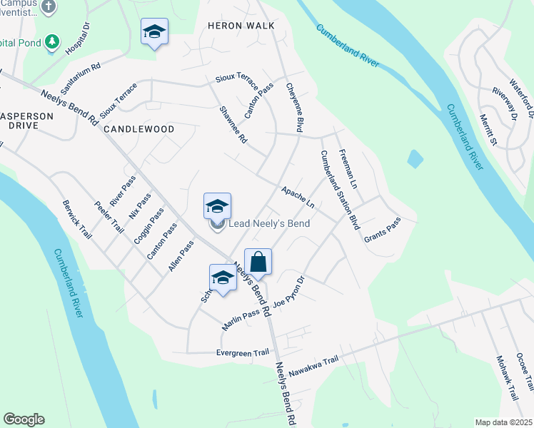 map of restaurants, bars, coffee shops, grocery stores, and more near 1301 Neelys Bend Road in Nashville
