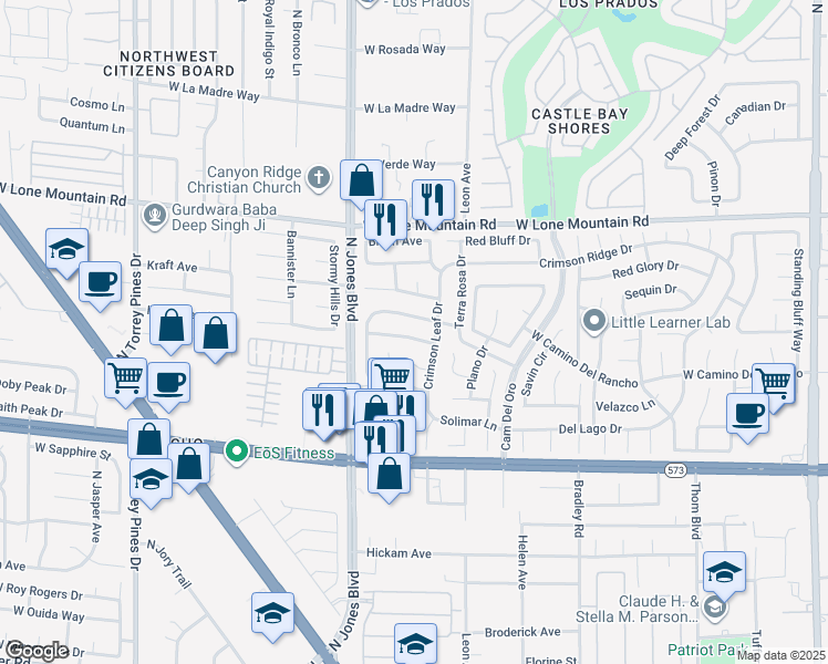 map of restaurants, bars, coffee shops, grocery stores, and more near 5812 Ventana Drive in Las Vegas