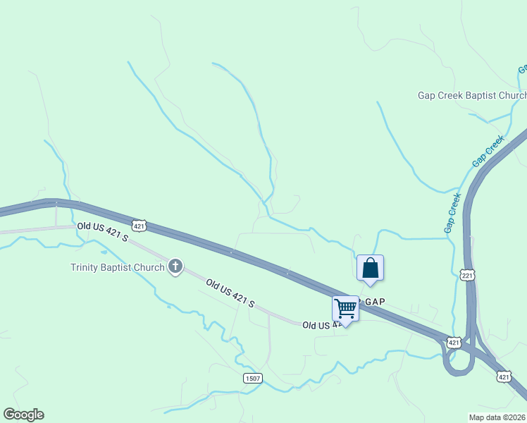 map of restaurants, bars, coffee shops, grocery stores, and more near 272 Ridgewood Road in Watauga County