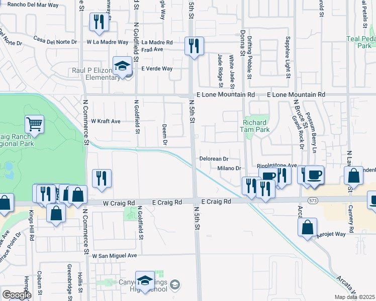 map of restaurants, bars, coffee shops, grocery stores, and more near 4539 Sergeant Jordan Avenue in North Las Vegas