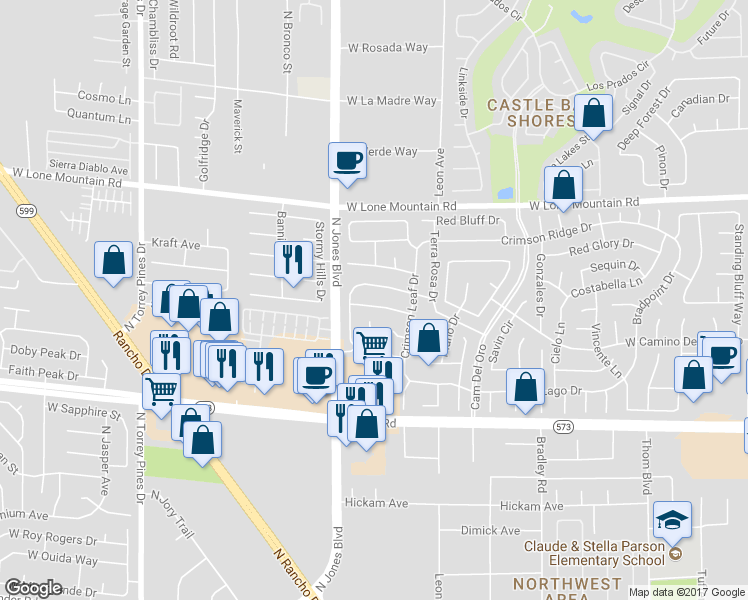 map of restaurants, bars, coffee shops, grocery stores, and more near 5904 Ventana Dr in Las Vegas
