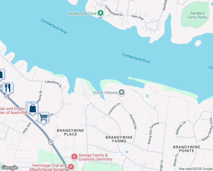 map of restaurants, bars, coffee shops, grocery stores, and more near 100 Kennett Road in Nashville