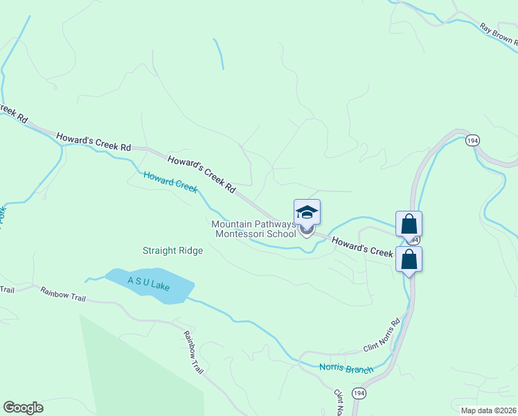 map of restaurants, bars, coffee shops, grocery stores, and more near 655 Howard's Creek Road in Boone
