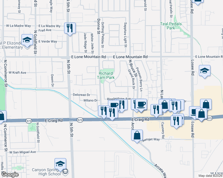 map of restaurants, bars, coffee shops, grocery stores, and more near 4546 Cliff Breeze Drive in North Las Vegas