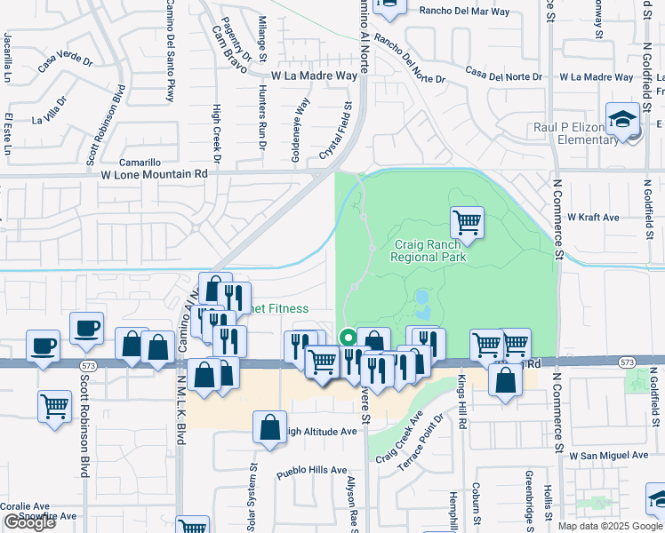 map of restaurants, bars, coffee shops, grocery stores, and more near 4606 Pointleaf Street in North Las Vegas