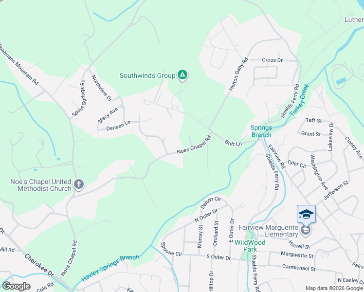 map of restaurants, bars, coffee shops, grocery stores, and more near 1039 Noes Chapel Road in Morristown