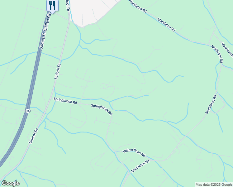 map of restaurants, bars, coffee shops, grocery stores, and more near 119 Ridgewood Road in Unicoi