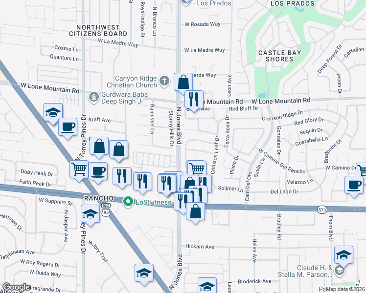 map of restaurants, bars, coffee shops, grocery stores, and more near 4605 Red Cider Lane in Las Vegas