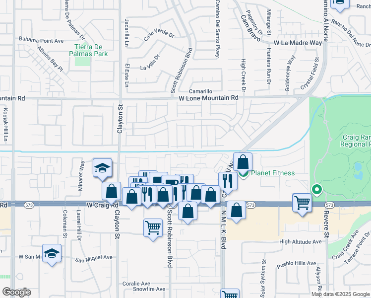 map of restaurants, bars, coffee shops, grocery stores, and more near 1715 Perception Avenue in North Las Vegas