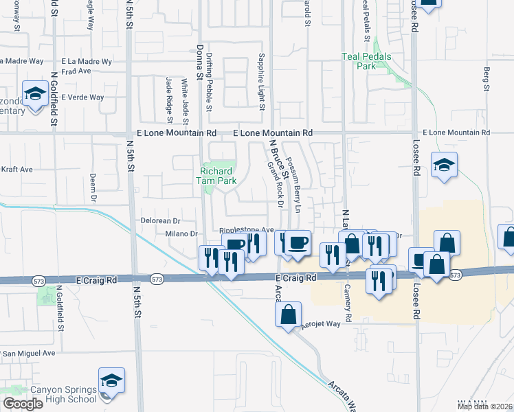 map of restaurants, bars, coffee shops, grocery stores, and more near 1205 East Boulder Shore Avenue in North Las Vegas