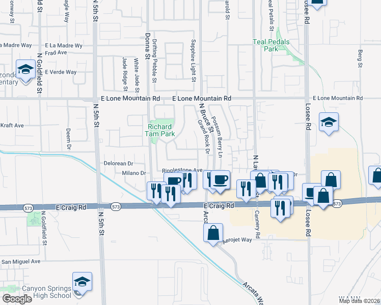 map of restaurants, bars, coffee shops, grocery stores, and more near 1205 East Boulder Shore Avenue in North Las Vegas