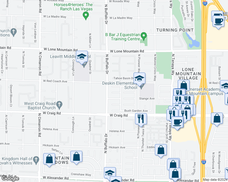 map of restaurants, bars, coffee shops, grocery stores, and more near 7512 Cathedral Canyon Court in Las Vegas