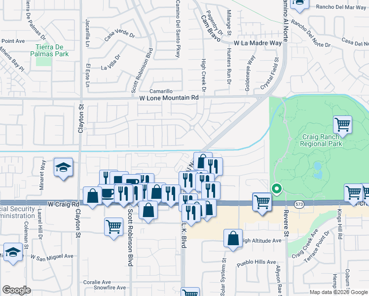map of restaurants, bars, coffee shops, grocery stores, and more near 4612 Scent Street in North Las Vegas