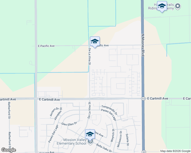 map of restaurants, bars, coffee shops, grocery stores, and more near 2154-2160 East Cartmill Avenue in Tulare