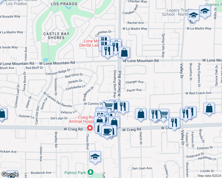 map of restaurants, bars, coffee shops, grocery stores, and more near 4604 Snowpoint Court in Las Vegas