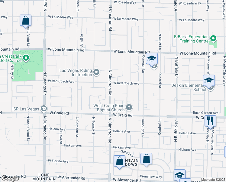 map of restaurants, bars, coffee shops, grocery stores, and more near 4530 North Cimarron Road in Las Vegas