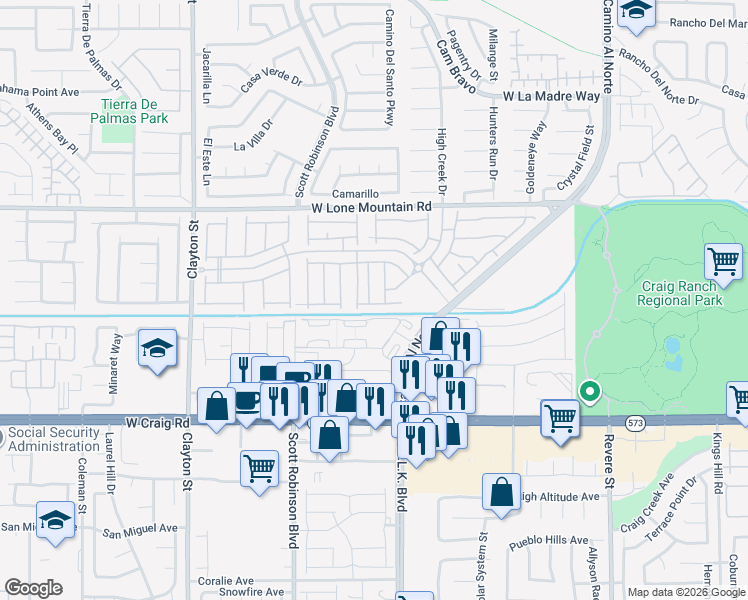 map of restaurants, bars, coffee shops, grocery stores, and more near 4612 Scent Street in North Las Vegas