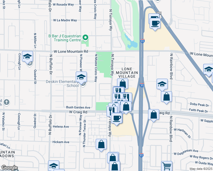 map of restaurants, bars, coffee shops, grocery stores, and more near 7225 Elite Court in Las Vegas