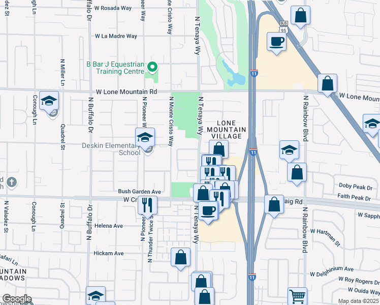 map of restaurants, bars, coffee shops, grocery stores, and more near 7225 Elite Court in Las Vegas