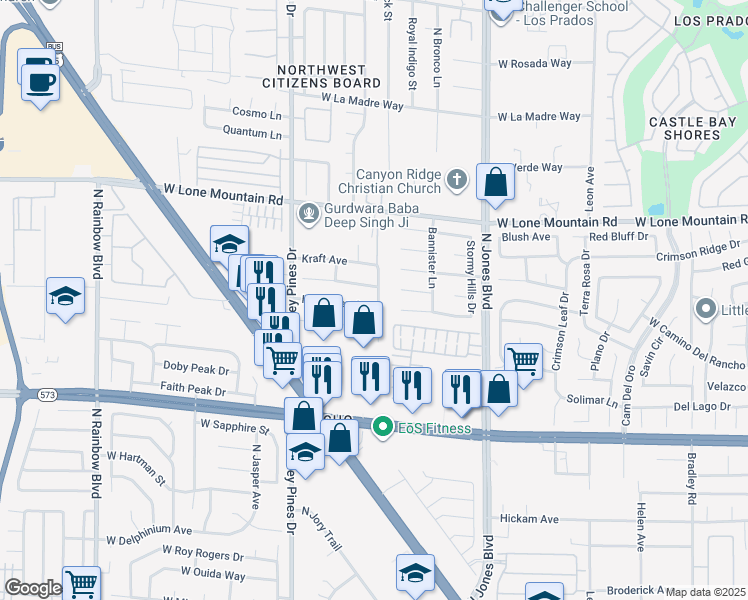 map of restaurants, bars, coffee shops, grocery stores, and more near 6256 Hill Haven Avenue in Las Vegas