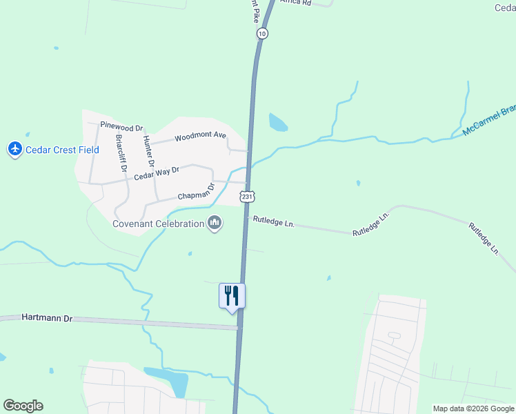 map of restaurants, bars, coffee shops, grocery stores, and more near 100 Chapman Drive in Lebanon