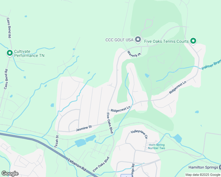 map of restaurants, bars, coffee shops, grocery stores, and more near 502 Five Oaks Boulevard in Lebanon