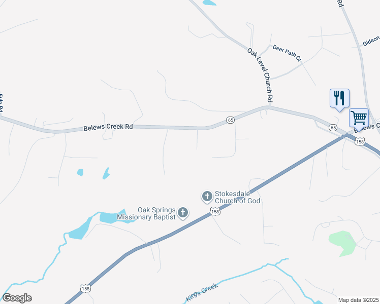 map of restaurants, bars, coffee shops, grocery stores, and more near 8503 Grace Meadows Court in Stokesdale