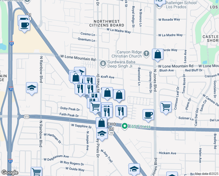 map of restaurants, bars, coffee shops, grocery stores, and more near 6300 Hill Haven Avenue in Las Vegas