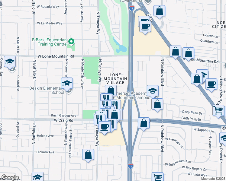 map of restaurants, bars, coffee shops, grocery stores, and more near 7032 Golden Desert Avenue in Las Vegas