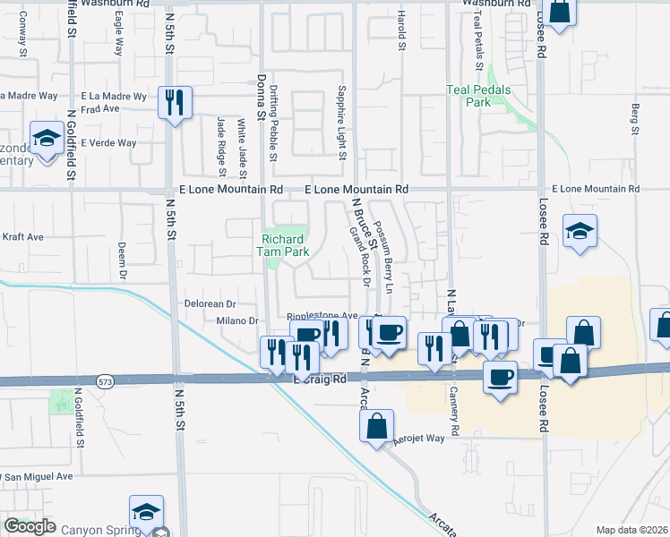 map of restaurants, bars, coffee shops, grocery stores, and more near 4633 Gravel Rock Street in North Las Vegas