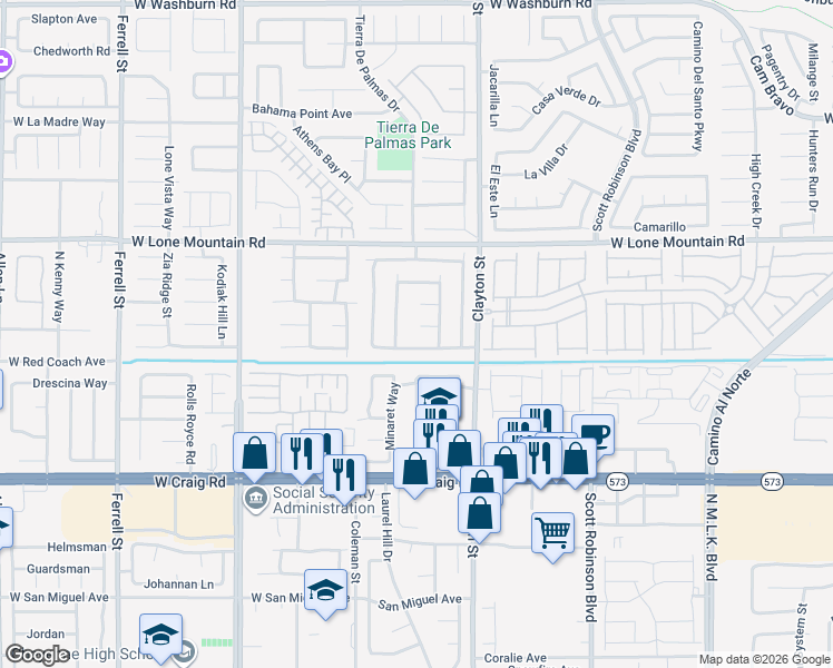 map of restaurants, bars, coffee shops, grocery stores, and more near 2124 Mountain Rock Court in North Las Vegas