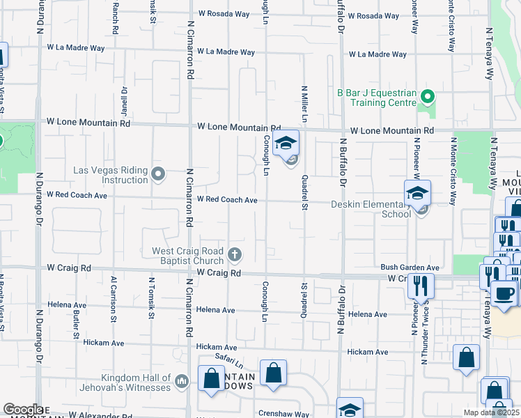 map of restaurants, bars, coffee shops, grocery stores, and more near 4619 Bird View Court in Las Vegas