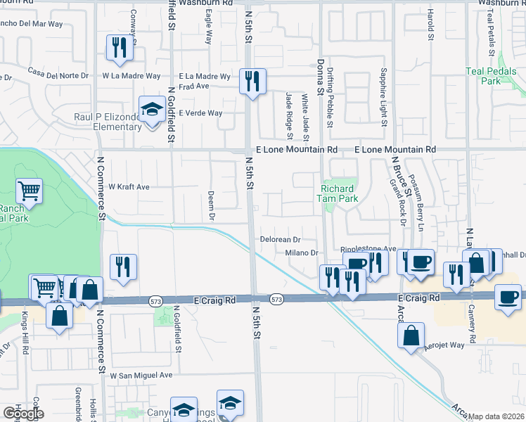 map of restaurants, bars, coffee shops, grocery stores, and more near 4615 Mission Cantina Avenue in North Las Vegas
