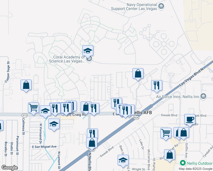 map of restaurants, bars, coffee shops, grocery stores, and more near 4598 Townwall Street in Las Vegas