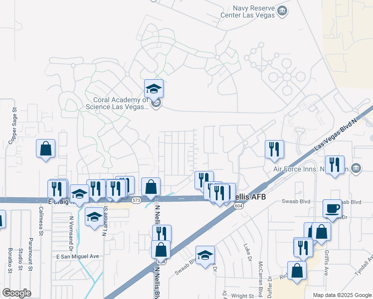 map of restaurants, bars, coffee shops, grocery stores, and more near 4598 Townwall Street in Las Vegas