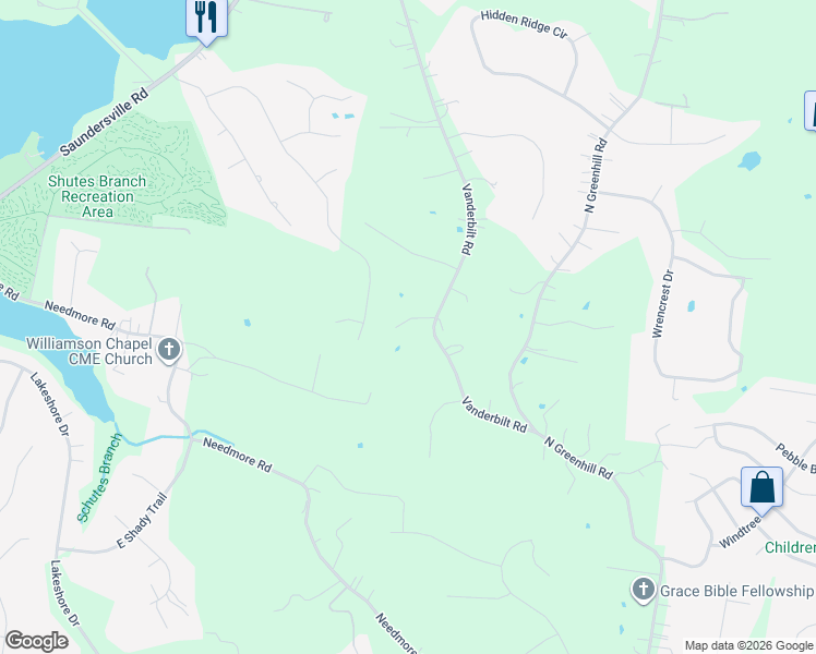 map of restaurants, bars, coffee shops, grocery stores, and more near 397 Vanderbilt Road in Mt. Juliet
