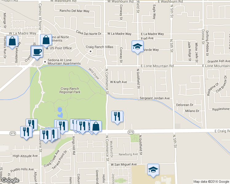 map of restaurants, bars, coffee shops, grocery stores, and more near 149 Rosa Rosales Court in North Las Vegas