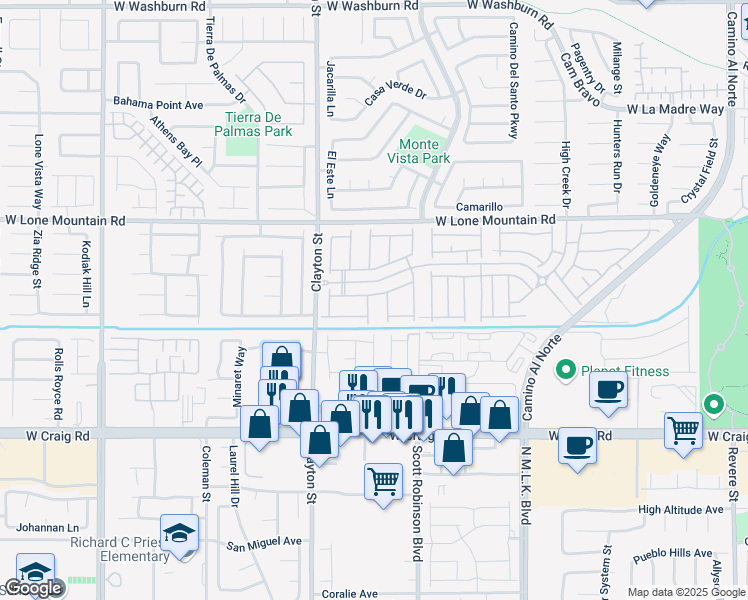 map of restaurants, bars, coffee shops, grocery stores, and more near 4630 Summer Azure Street in North Las Vegas