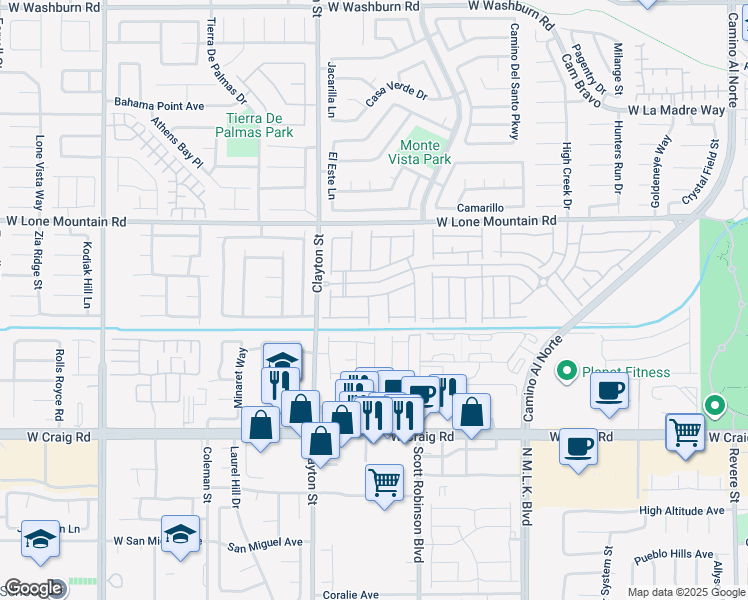 map of restaurants, bars, coffee shops, grocery stores, and more near 4630 Summer Azure Street in North Las Vegas