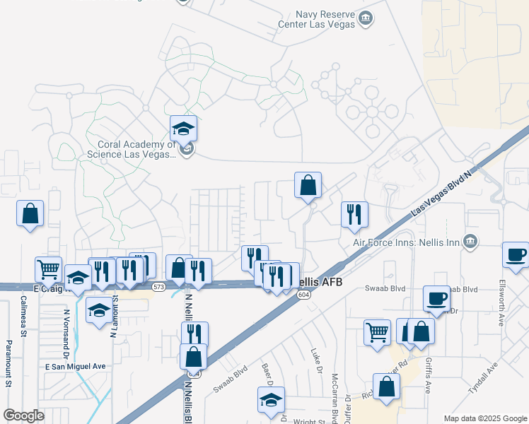 map of restaurants, bars, coffee shops, grocery stores, and more near 4589 Spitfire Street in Las Vegas
